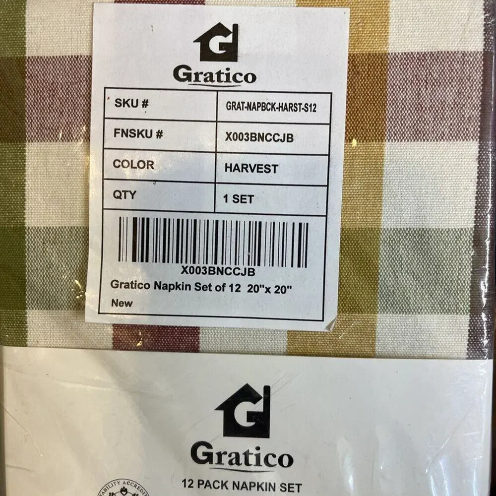 Dinner Napkins Buffalo Checks Cloth‎ Napkins Set of 12 Harvest Color Checks